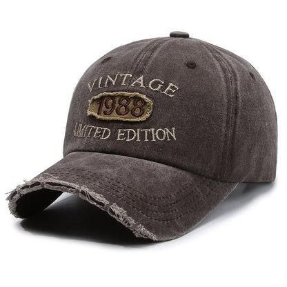 American Retro Soft Top Make Old Ripped Letter Embroidered Baseball Cap - Urban Caps 