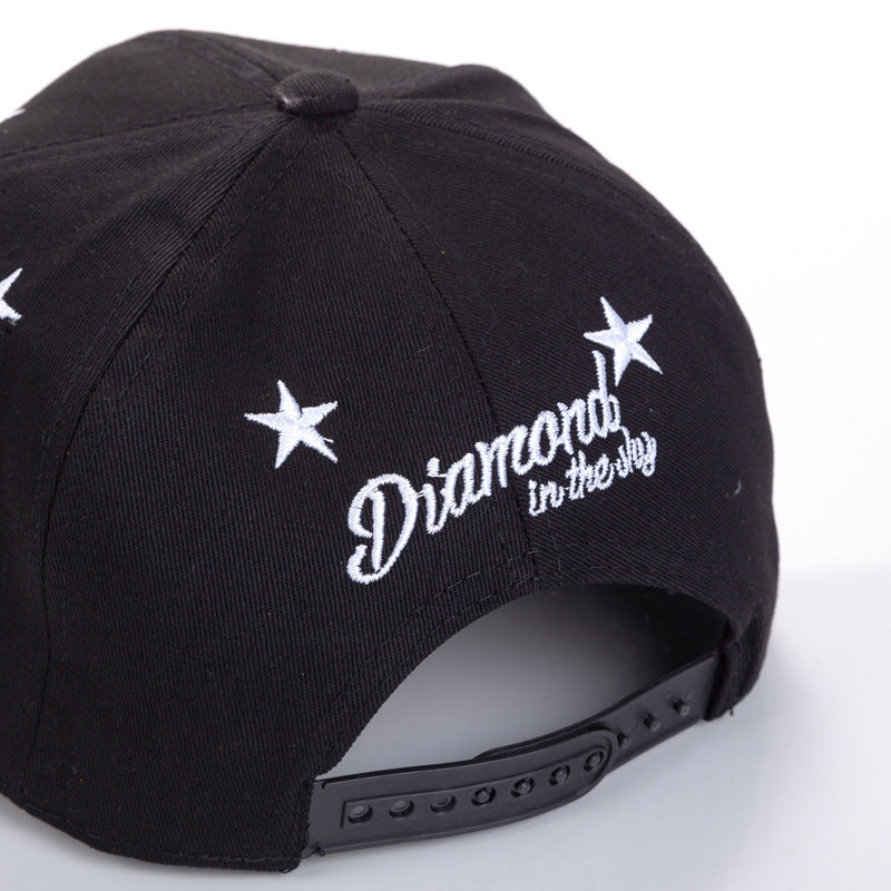 Five-pointed Star Embroidery Outdoor Sun-shade Sun Protection Flat-brimmed Cap - Urban Caps 