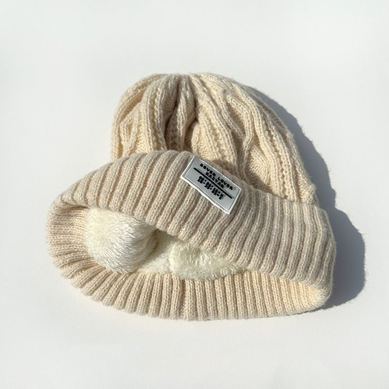 Woolen Cap Female Fleece Lined Padded Warm Keeping Knitted Hat - Urban Caps 