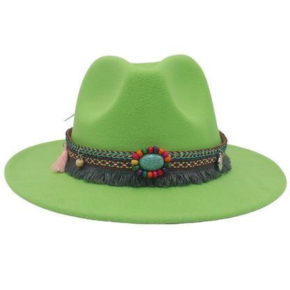 Ethnic Style Western Cowboy Hat Gem Accessories Tibetan Top Hat - Urban Caps 