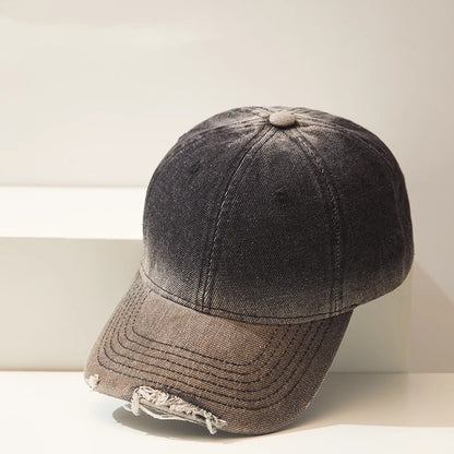 Distressed Gradient Denim Casual All-match Ripped Baseball Cap - Urban Caps 