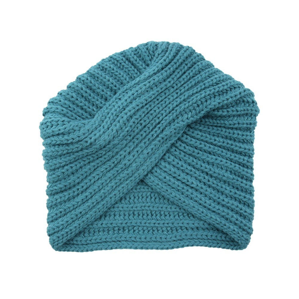 Fashion Woolen Knit Hat With Crossover Pullover - Urban Caps 