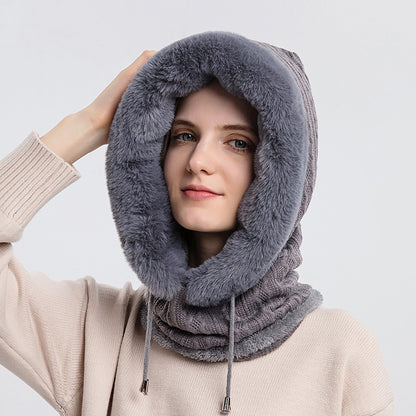 Windproof Hooded Winter Hat with Plush Scarf: Cozy Warmth for Women - Urban Caps 
