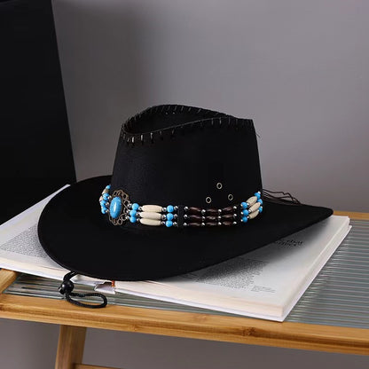 Western Cowboy Hat Men's And Women's Gem Chain Fedora Hat - Urban Caps 