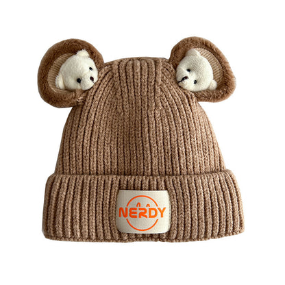 Three-dimensional Bear Woolen Women's Thickened Warm Knitted Hat - Urban Caps 