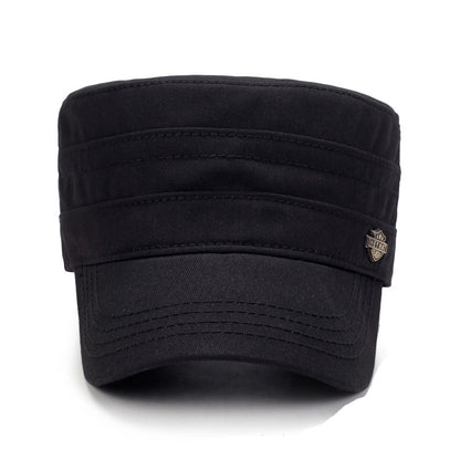 Military-Style Flat Top Hat – Cotton Sun Cap | Adjustable Fit - Urban Caps 