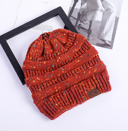 Cable Knit Fuzzy Lined High Bun Beanie - Urban Caps 