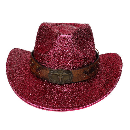 Glitter Cowboy Hat Halloween Black Gold Silver EVA Composite Cow Head Accessories - Urban Caps 