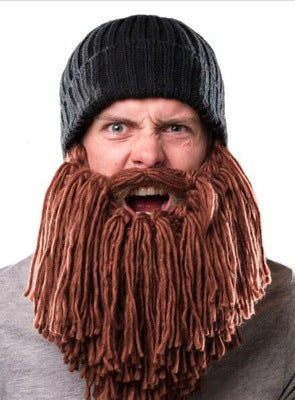 Men's Winter Beard Knitted Hat: Hand-Crocheted and Playfully Funny
