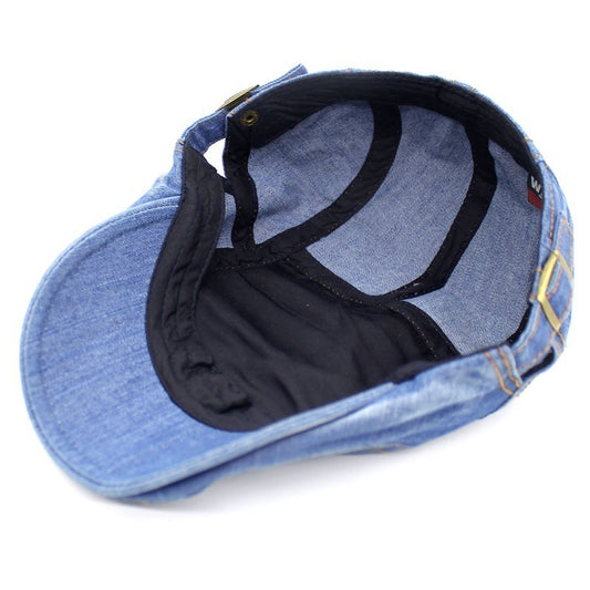 Washed Denim Peaked Beret – Cotton Vintage Cap | Adjustable Fit - Urban Caps 