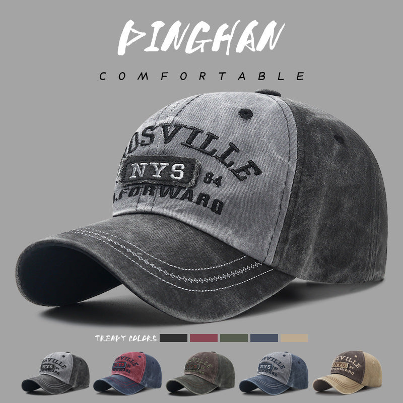 Wash And Make Old Letter Embroidered Duckbill Cap - Urban Caps 