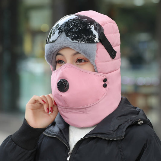 Thick and Warm Lei Feng Hat with Glasses: Cold Weather Protection