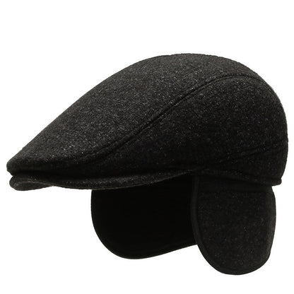 Outdoor Cycling Warm Short Brim Beret Middle-aged And Elderly Men Ear Protection Advance Hats - Urban Caps 