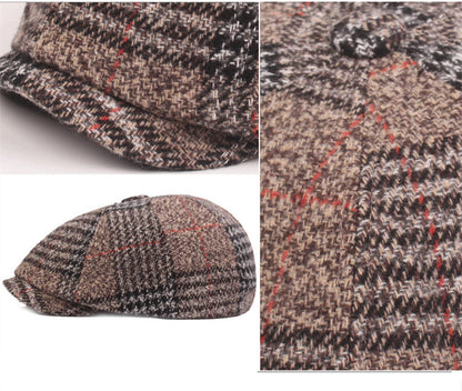 Autumn And Winter Thickened Beret Men's Plaid Cap - Urban Caps 