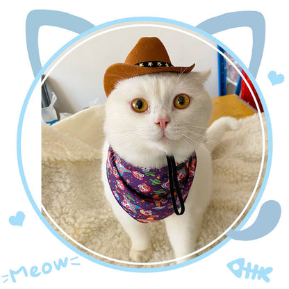 Stylish Pets Cat Cowboy Hat Star Hats For Cats Dogs Soft Adjustable Caps Street Parties Photo Shoots Universal Props Clothing - Urban Caps 