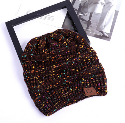 Cable Knit Fuzzy Lined High Bun Beanie - Urban Caps 