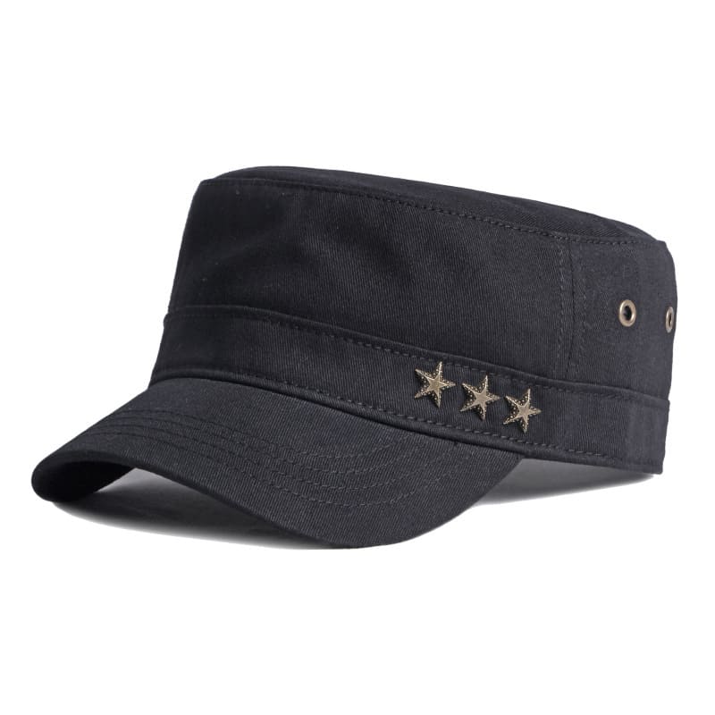 3 Stars Cotton Army Cap – Adjustable Military Style Hat