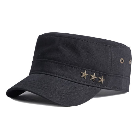3 Stars Cotton Army Cap – Adjustable Military Style Hat