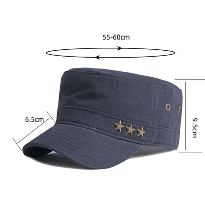 3 Stars Cotton Army Cap – Adjustable Military Style Hat