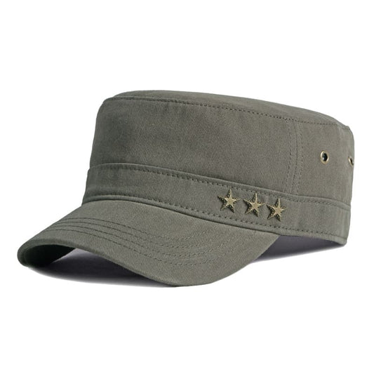 3 Stars Cotton Army Cap – Adjustable Military Style Hat