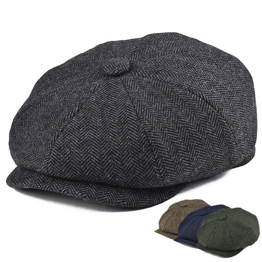 Vintage Wool Twill Newsboy Cap – Classic 8-Panel Style | Flexible Fit - Urban Caps 