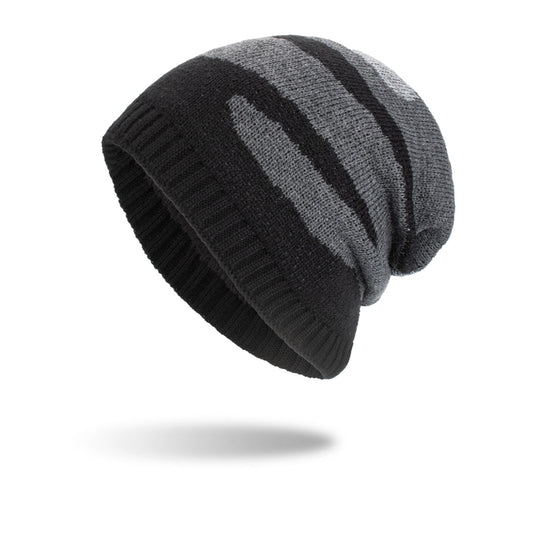 New Tricolor Striped Long Pullover Knit Beanie - Urban Caps 