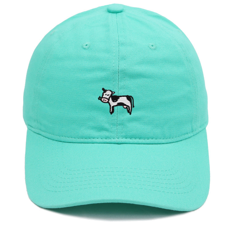 COW COW Embroidery Soft Top Baseball Cap Spring and Summer Cute