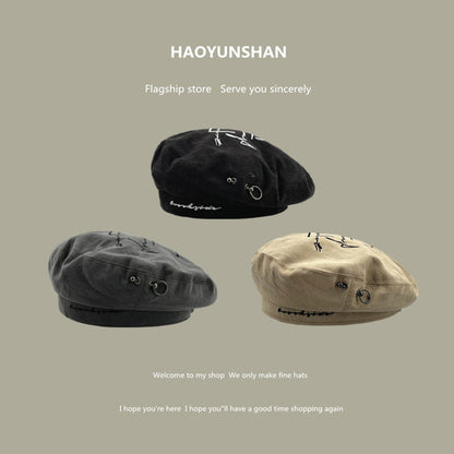 Personality Letter Embroidered Beret For Women - Urban Caps 
