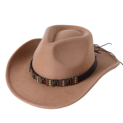 Woolen Hat Western Cowboy Top Hat Men's And Women's Curling Shell Accessories - Urban Caps 