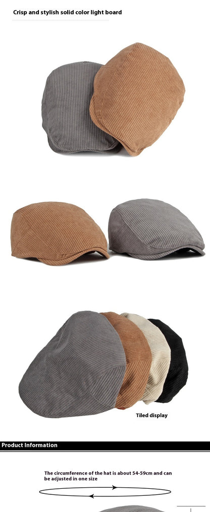 Kids Corduroy Retro Beret – Adjustable Flat Top Cap - Urban Caps 