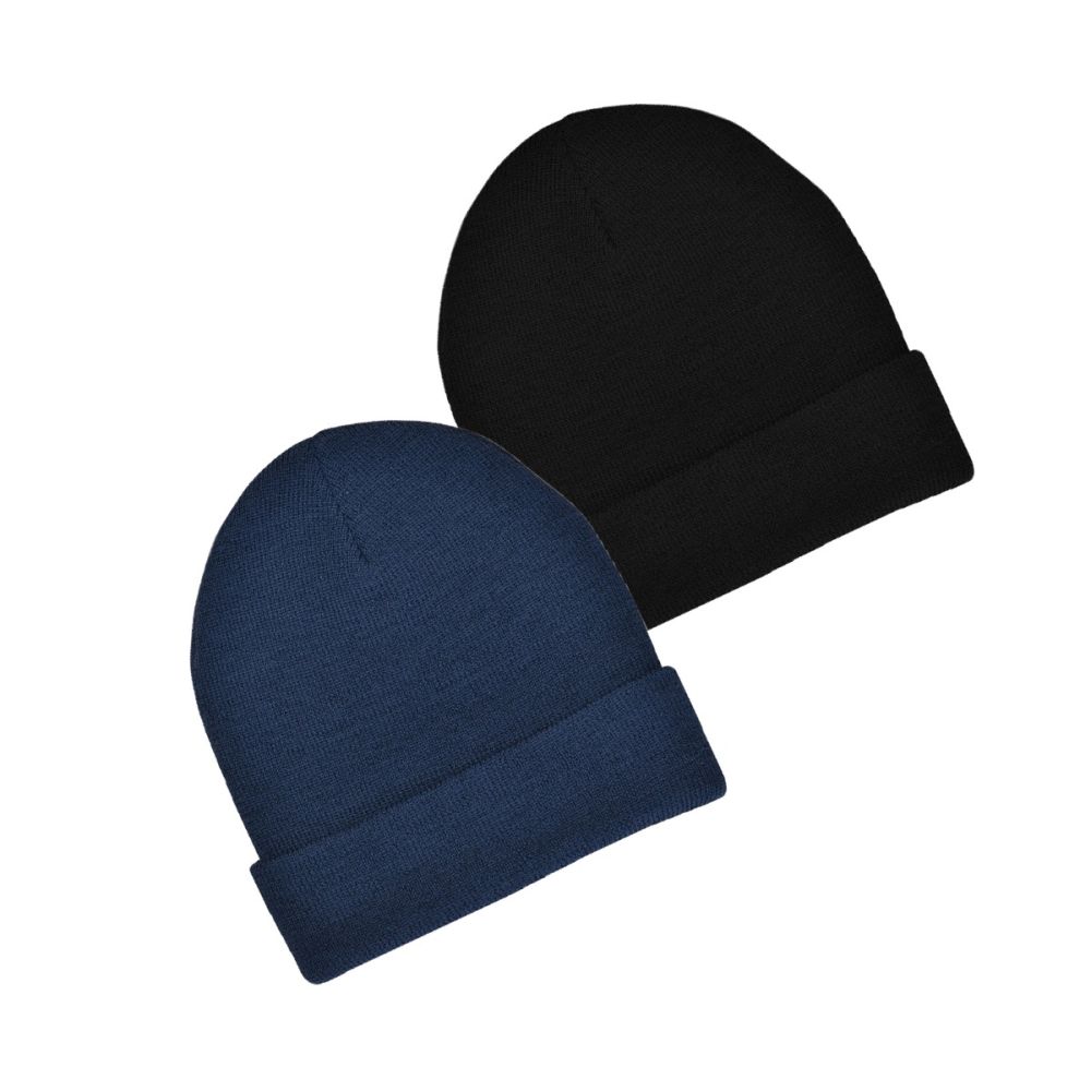 Premium Wool Blend Beanie – Extra Warm Knit with Roll-Up Cuff | One Size Fits Most