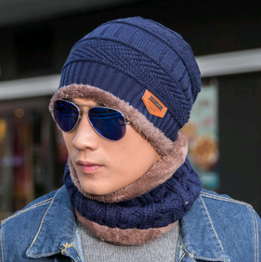 Knitted Winter Hat with Crossed Scarf Neck Warmer - Urban Caps 