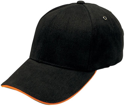 Sandwich Peak Cap – Brushed Cotton, Contrast Trim, Gunmetal Buckle - Urban Caps 