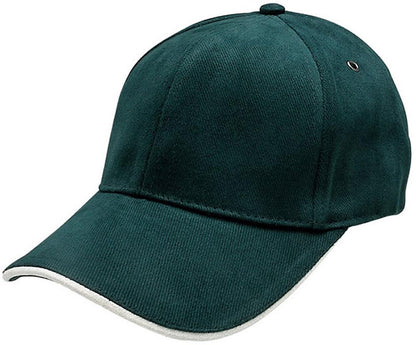 Sandwich Peak Cap – Brushed Cotton, Contrast Trim, Gunmetal Buckle - Urban Caps 
