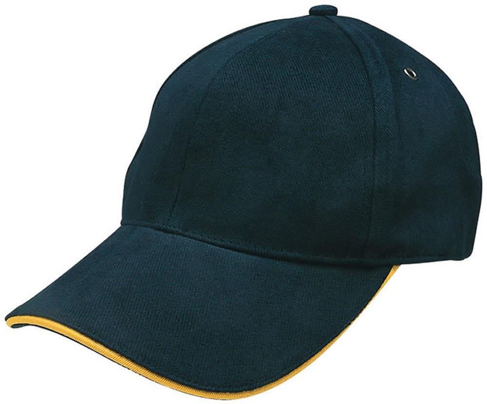 Sandwich Peak Cap – Brushed Cotton, Contrast Trim, Gunmetal Buckle - Urban Caps 