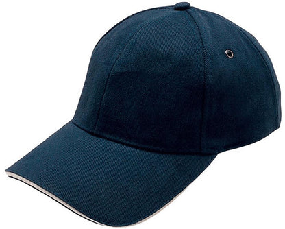 Sandwich Peak Cap – Brushed Cotton, Contrast Trim, Gunmetal Buckle - Urban Caps 