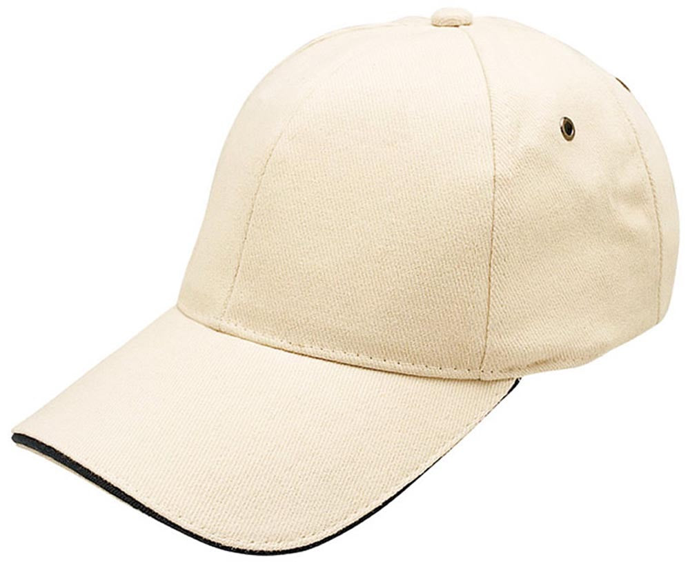 Sandwich Peak Cap – Brushed Cotton, Contrast Trim, Gunmetal Buckle - Urban Caps 