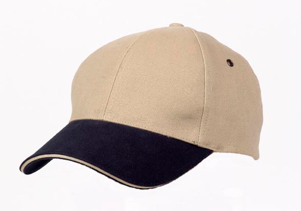 Sandwich Peak Cap – Brushed Cotton, Contrast Trim, Gunmetal Buckle - Urban Caps 