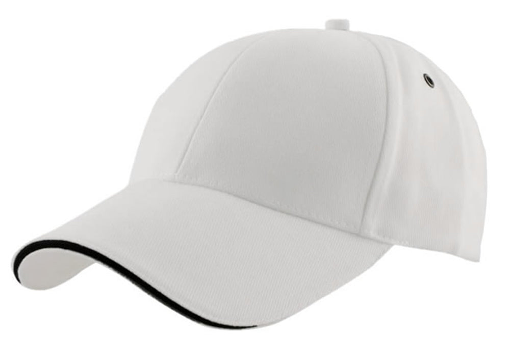 Sandwich Peak Cap – Brushed Cotton, Contrast Trim, Gunmetal Buckle - Urban Caps 