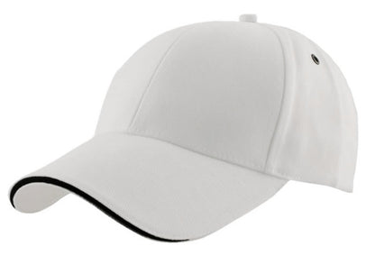 Sandwich Peak Cap – Brushed Cotton, Contrast Trim, Gunmetal Buckle - Urban Caps 
