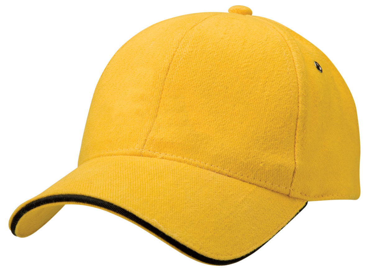 Sandwich Peak Cap – Brushed Cotton, Contrast Trim, Gunmetal Buckle - Urban Caps 