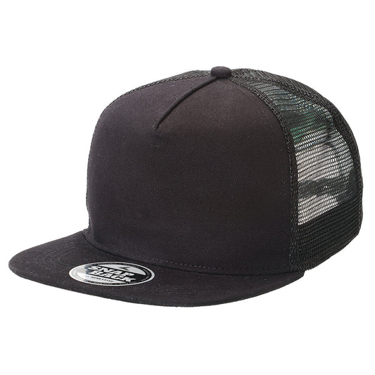 Chino Flat Peak Trucker Cap – Superior Chino Fabric, 6-Panel, Breathable Mesh, Adjustable Snapback - Urban Caps 