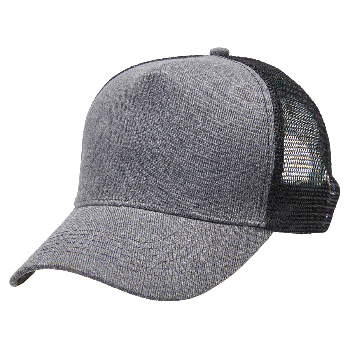 Heathered Mesh Trucker Cap – 5-Panel Design, Heathered Fabric Front, Adjustable Fit - Urban Caps 