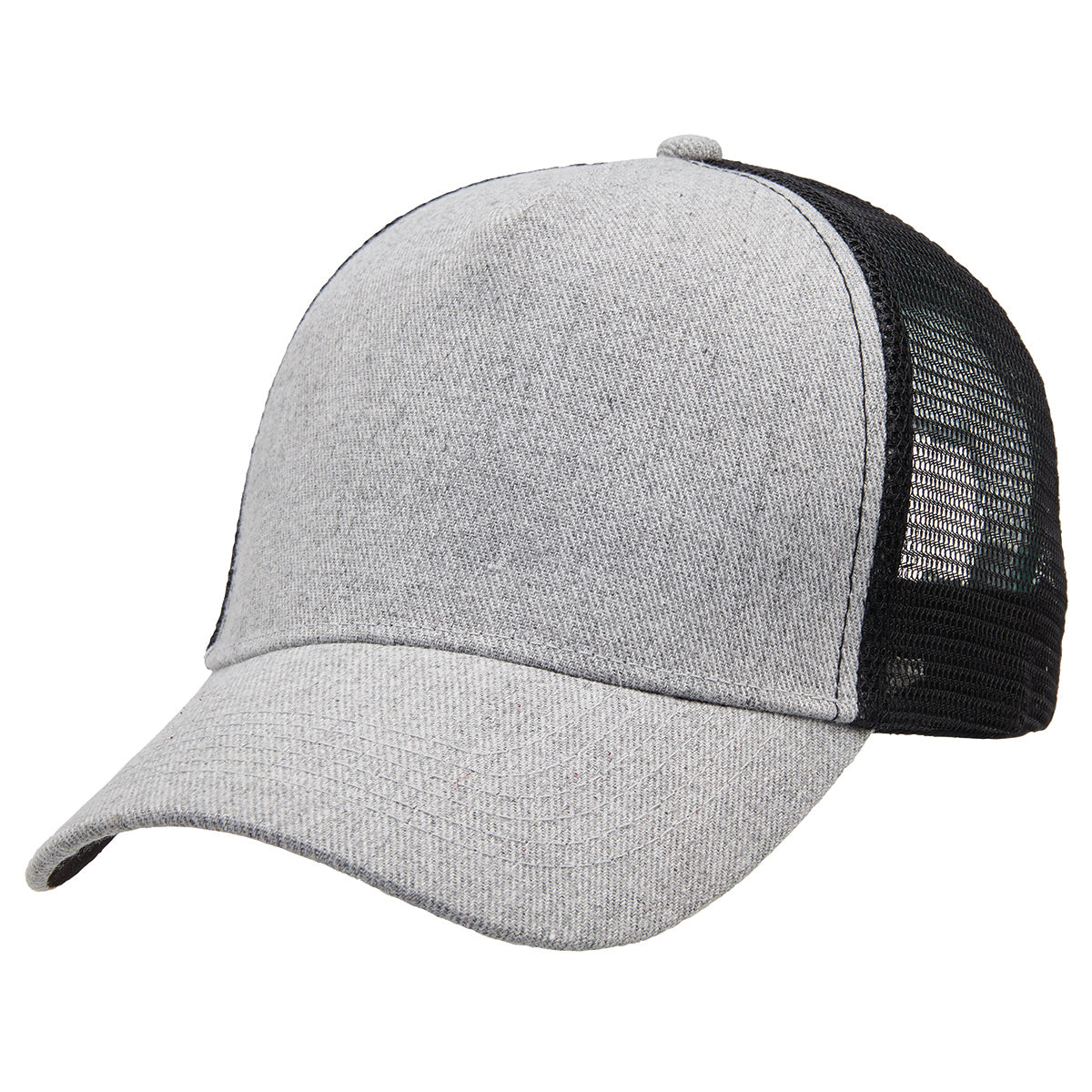 Heathered Mesh Trucker Cap – 5-Panel Design, Heathered Fabric Front, Adjustable Fit - Urban Caps 