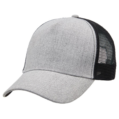 Heathered Mesh Trucker Cap – 5-Panel Design, Heathered Fabric Front, Adjustable Fit - Urban Caps 