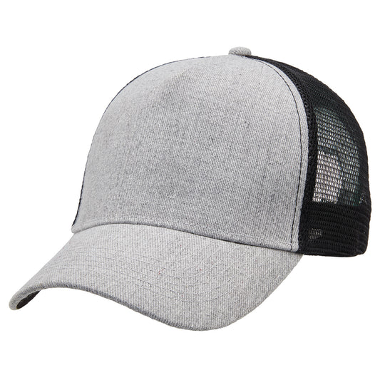 Heathered Mesh Trucker Cap – 5-Panel Design, Heathered Fabric Front, Adjustable Fit - Urban Caps 