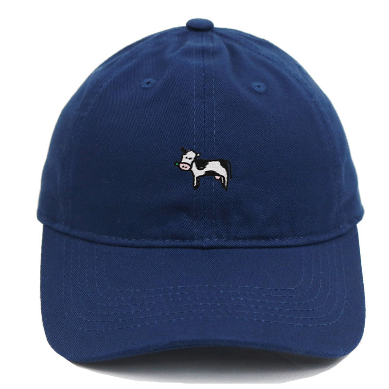 COW COW Embroidery Soft Top Baseball Cap Spring and Summer Cute