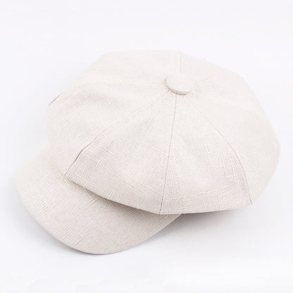 Autumn And Winter Cotton Hat Man Octagonal Korean Monochrome Outdoor Sunshade Beret Lady Painter - Urban Caps 