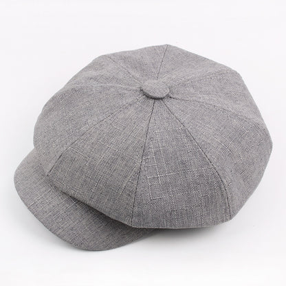 Autumn And Winter Cotton Hat Man Octagonal Korean Monochrome Outdoor Sunshade Beret Lady Painter - Urban Caps 