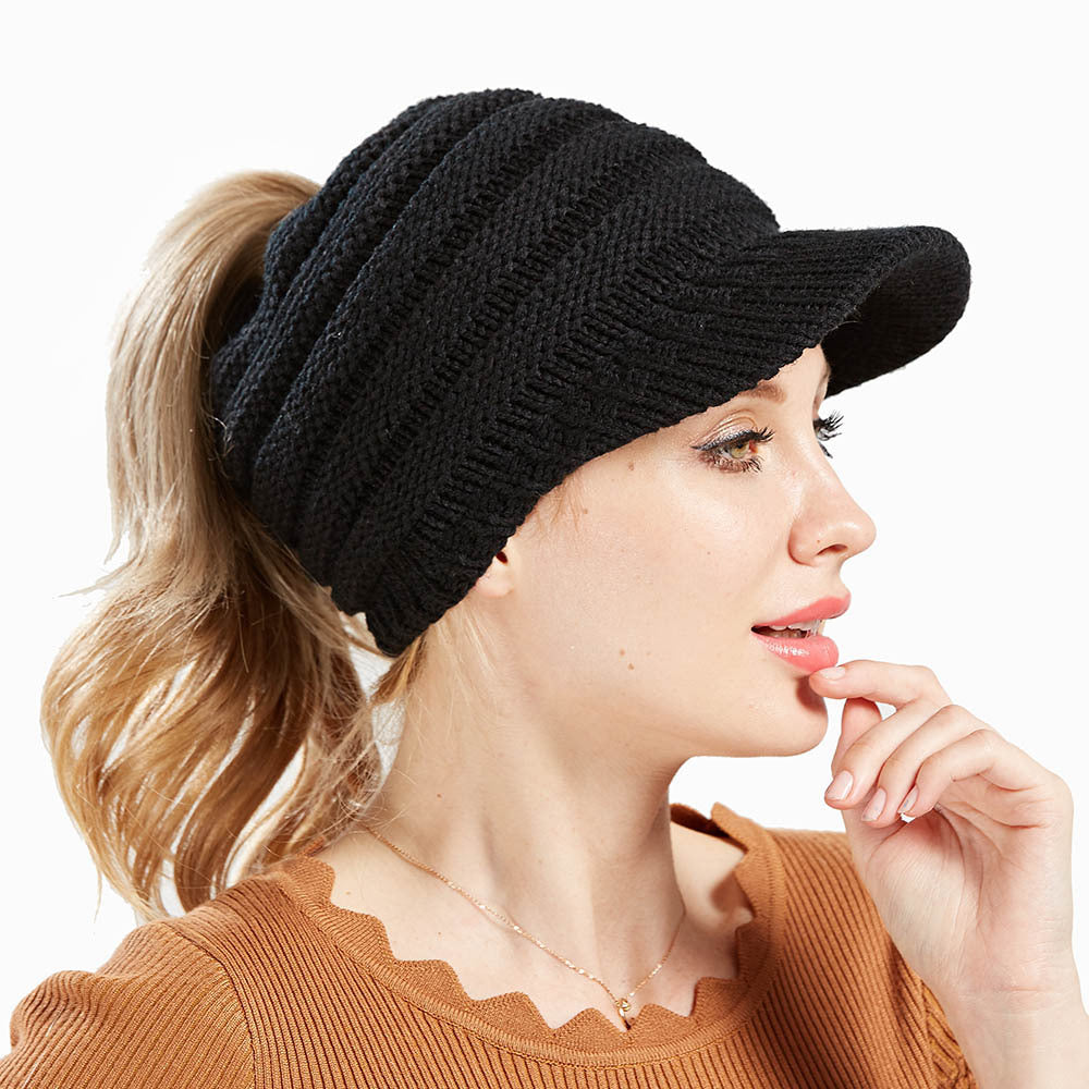 Cozy Knit Ponytail Beanies for Women: Autumn-Winter Warmth